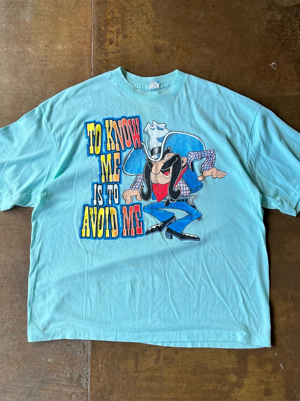 Vintage 80s To Know Me is to Avoid Me Sun Sportswear Cowboy Western T-Shirt 2XL